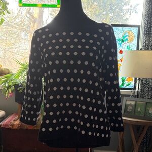 Liz Claiborne Black Sweater with White Polka Dots